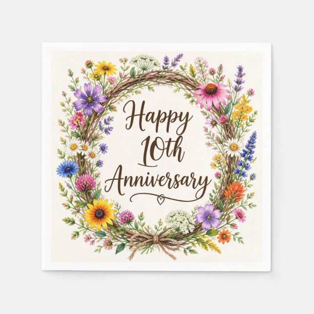 Guardanapos de papel para 10º aniversário, décimo  (Frente)