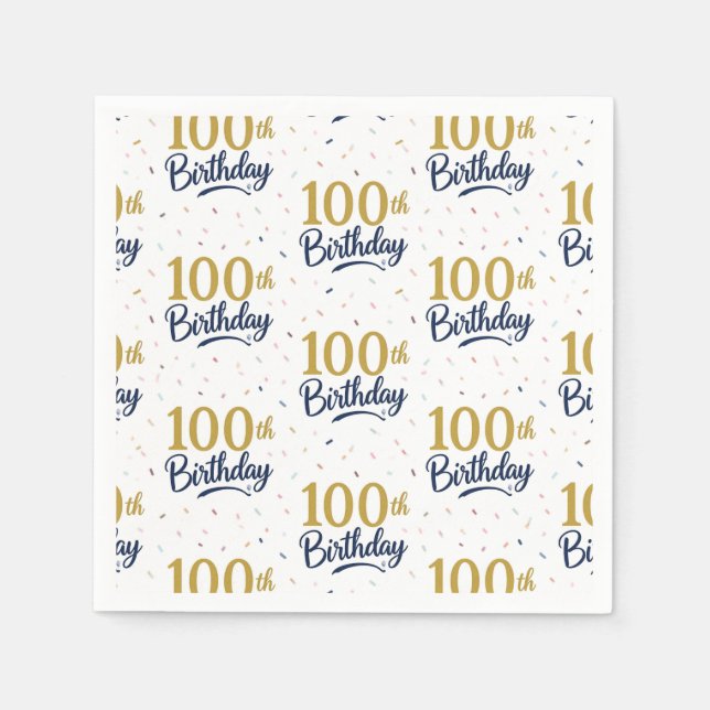 Guardanapos de papel para 100º aniversário, Feliz  (Frente)