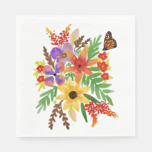 Guardanapos de papel para almoço com flores em aqu