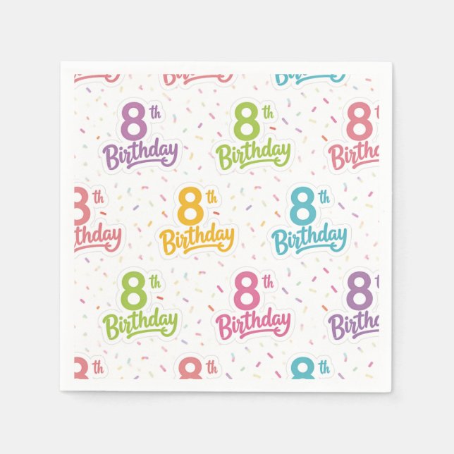 Guardanapos de papel para aniversário de 8 anos, f (Frente)