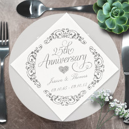 Guardanapos de papel para Bodas de Prata 25 anos