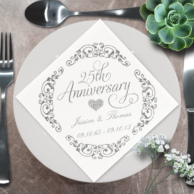 Guardanapos de papel para Bodas de Prata 25 anos (Criador carregado)