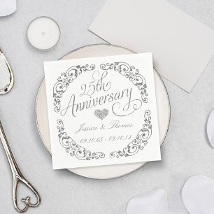 Guardanapos de papel para Bodas de Prata 25 anos