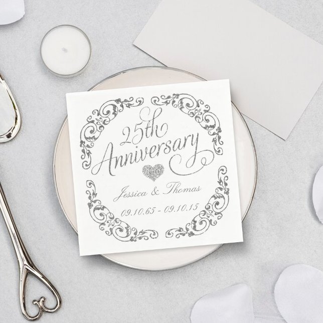 Guardanapos de papel para Bodas de Prata 25 anos (Criador carregado)