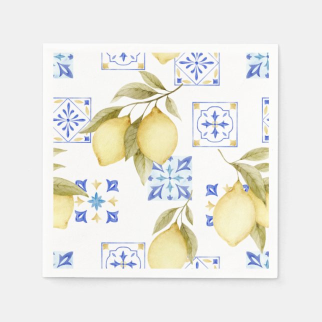 Guardanapos de papel para casamento com azulejo az (Frente)