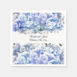 Guardanapos de papel para casamento com flores azu