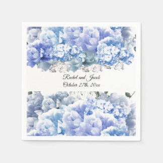 Guardanapos de papel para casamento com flores azu