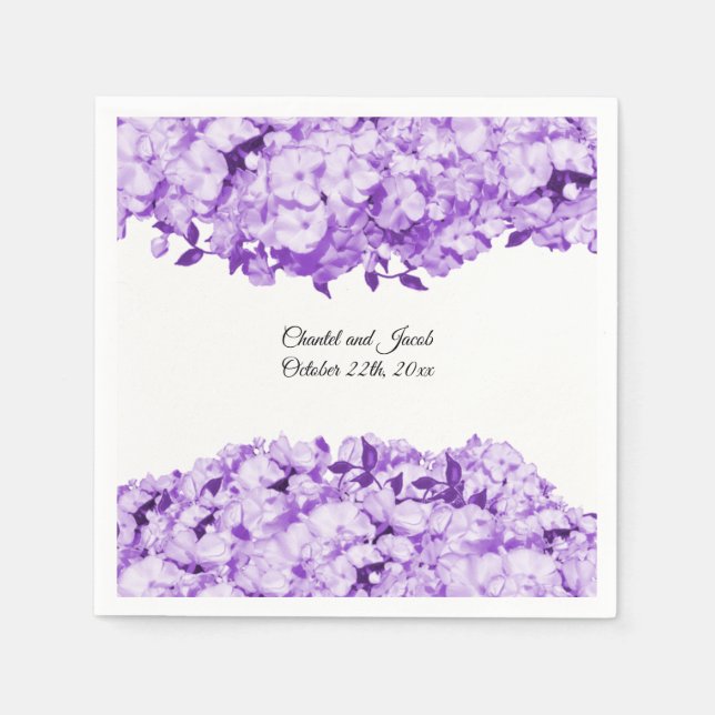 Guardanapos de papel para casamento com flores rox (Frente)