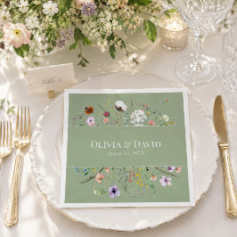 Guardanapos de papel para casamento com flores sil