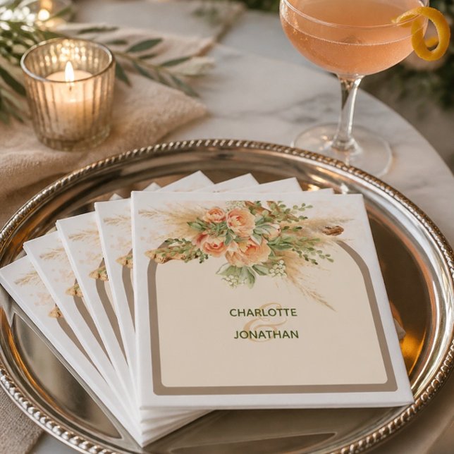 Guardanapos de papel para casamento com rosas e ma (Criador carregado)