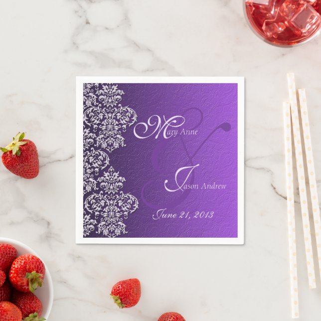 Guardanapos de papel para casamento Damask Royal P (Insitu)
