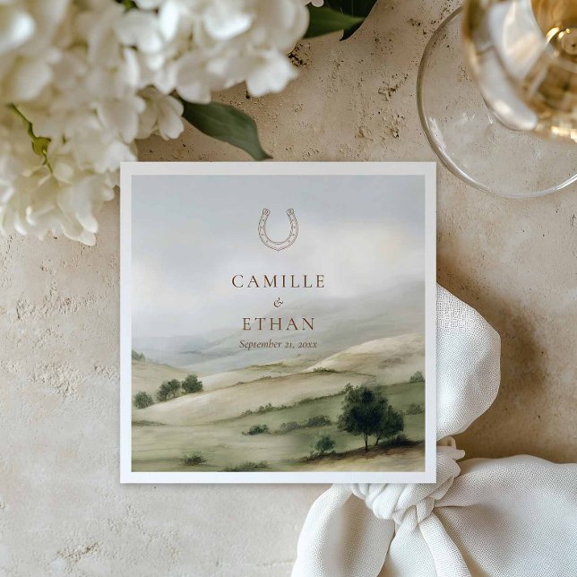 Guardanapos de papel para casamento elegante em ra (Countryside Estate Wedding Napkin)