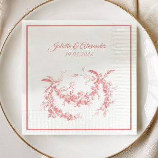 Guardanapos de papel para casamento em rosa Toile