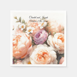 Guardanapos de papel para casamento Peach Peony e