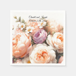 Guardanapos de papel para casamento Peach Peony e
