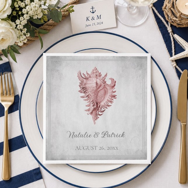 Guardanapos de papel para casamento Pink Conch She (Pink Conch Shell Wedding Paper Napkins)