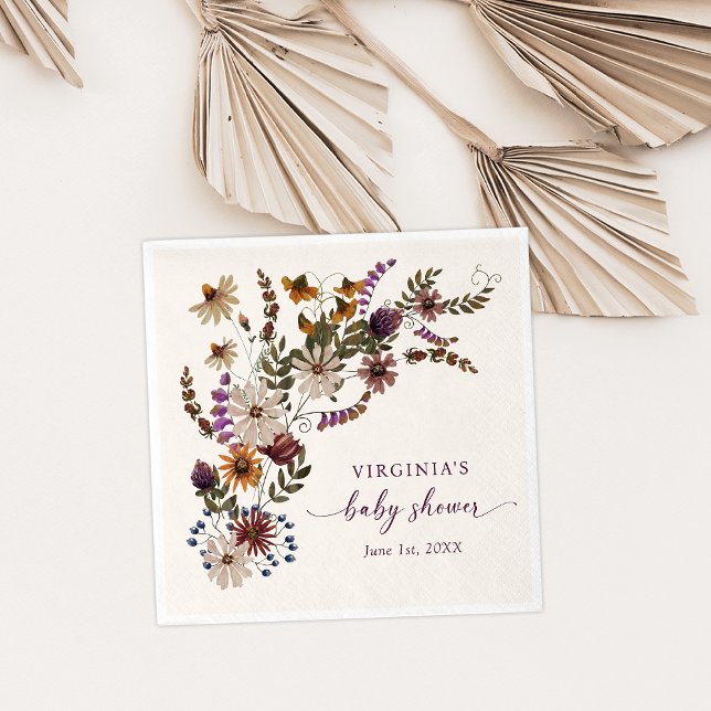 Guardanapos de papel para chá de bebê com flores s (Wildflower Baby Shower Paper Napkins
)
