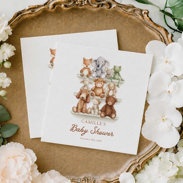 Guardanapos de papel para chá de bebê de animais f (Gender Neutral Baby Animals Baby Shower Paper Napkins)