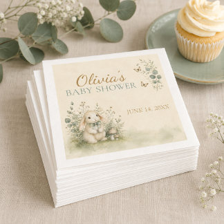 Guardanapos de papel para chá de bebê do coelho da