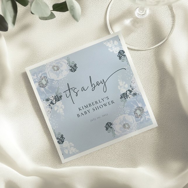 Guardanapos de papel para chá de bebê floral azul  (Criador carregado)