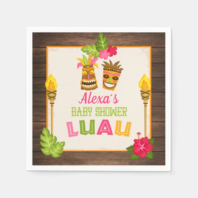 Guardanapos de papel para Chá de Bebê Luau (Frente)