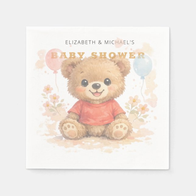 Guardanapos de papel para chá de bebê Urso Teddy F (Frente)