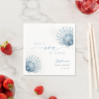 Guardanapos de papel para chá de noiva Blue Seashe