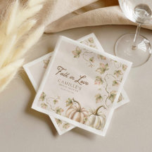 Guardanapos de papel para chá de noiva Fall in Lov