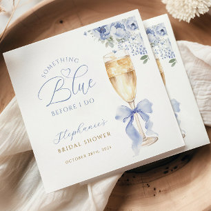 Guardanapos de papel para chá de noiva floral azul