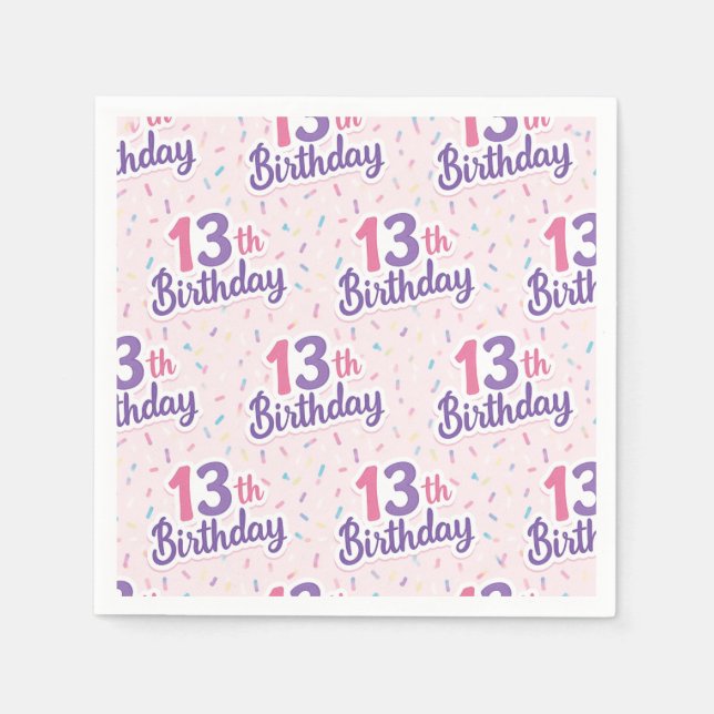 Guardanapos de papel para festa de 13º aniversário (Frente)