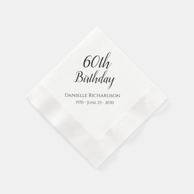 Guardanapos de papel para festa de 60 anos (Canto)