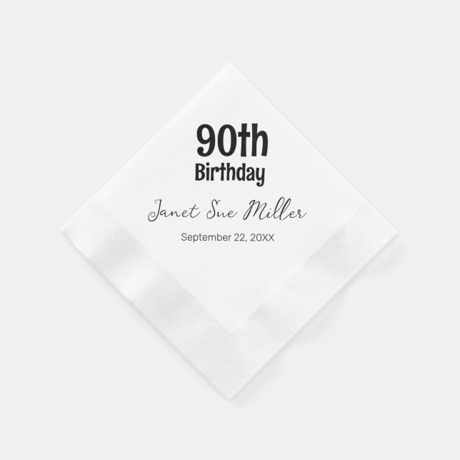 Guardanapos de papel para festa de 90 anos (Canto)