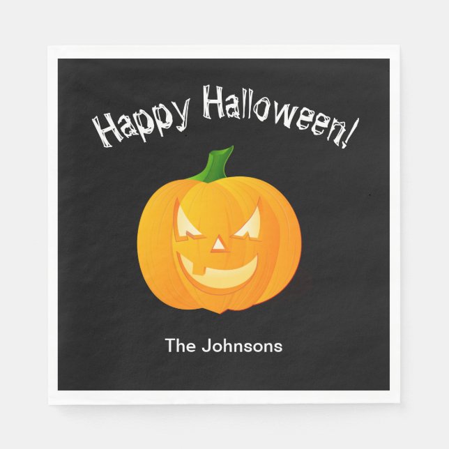 Guardanapos de papel para festa de Halloween abóbo (Frente)