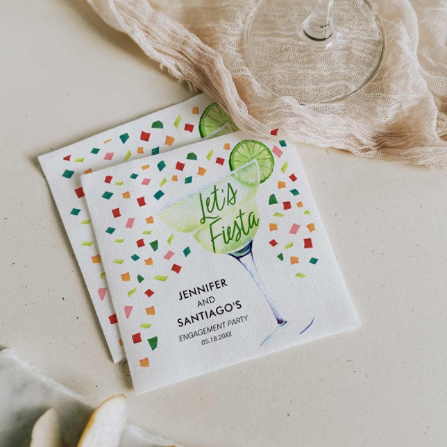 Guardanapos de papel para festa de noivado Fiesta (Let's Fiesta Mexican themed Engagement Party Napkins)