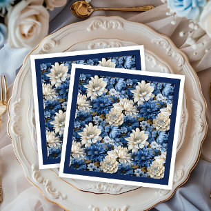 Guardanapos de papel para festa florais branco mar