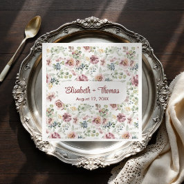 Guardanapos de papel pastel floral romântico perso