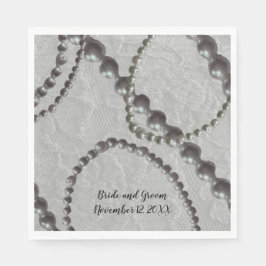 Guardanapos de Papel Pérolas e Renda para Casament