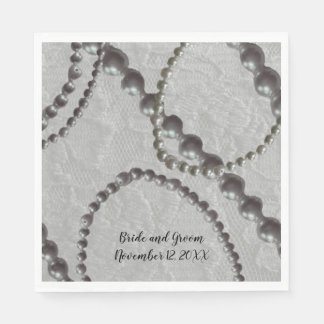 Guardanapos de Papel Pérolas e Renda para Casament