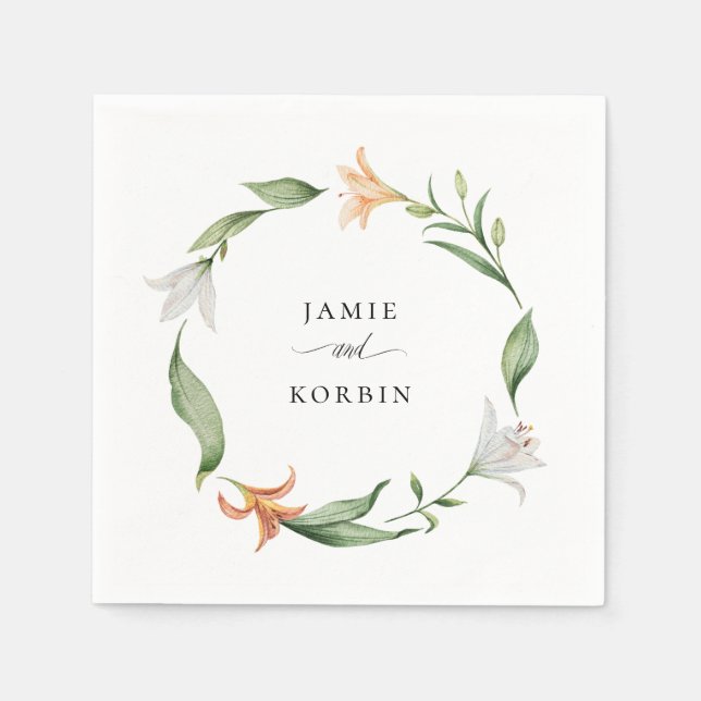 Guardanapos de papel personalizados com lírio flor (Frente)