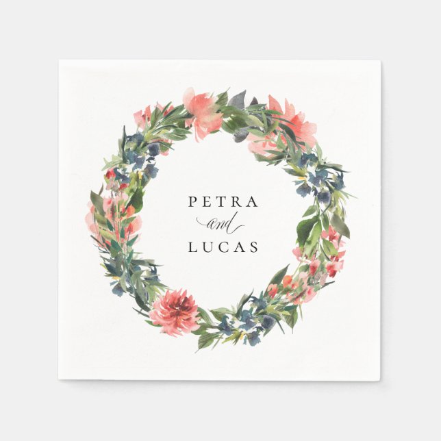 Guardanapos de papel personalizados Navy Coral Bot (Frente)