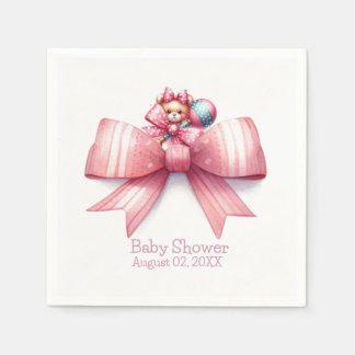 Guardanapos de papel Pink Bows Baby Shower
