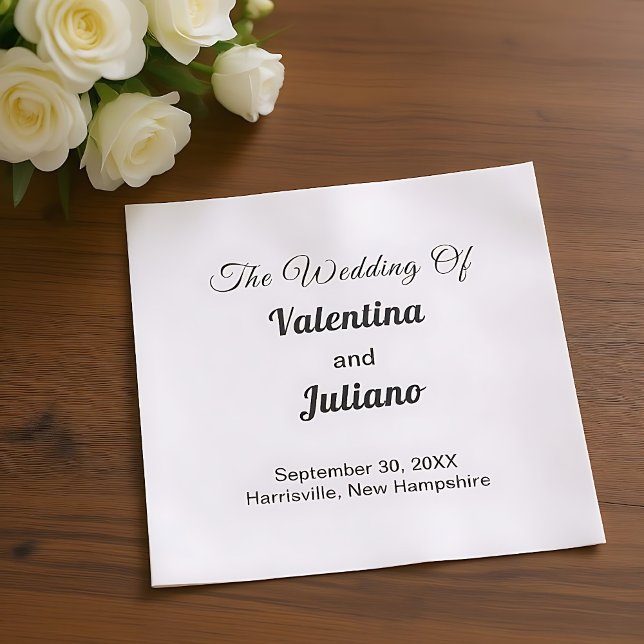 Guardanapos de papel preto e branco para casamento (Typography style black and white wedding paper napkin)