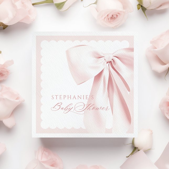Guardanapos de papel Pretty Cute Pink Bow Baby Sho (Criador carregado)
