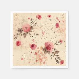 Guardanapos de papel rosa vintage floral rosa e cr
