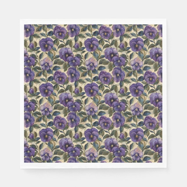 Guardanapos de papel roxo Pensée para festas (Frente)