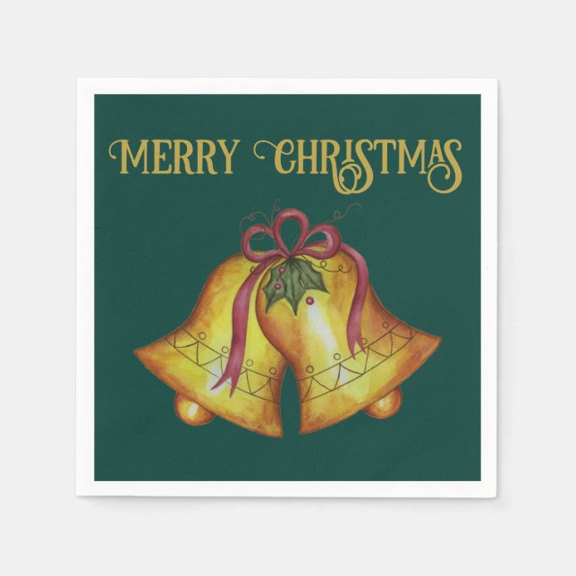 Guardanapos de papel sinos de Natal vintage (Frente)