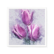 Guardanapos de papel Tulipas Roxas