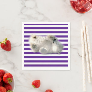 Guardanapos de papel, Urso Polar de Stripe Roxo