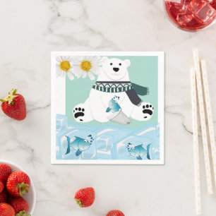 Guardanapos de papel, urso polar, peixes de gelo,