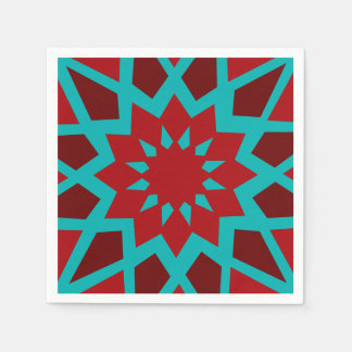 Guardanapos de papel vermelho e azul-turquesa marr